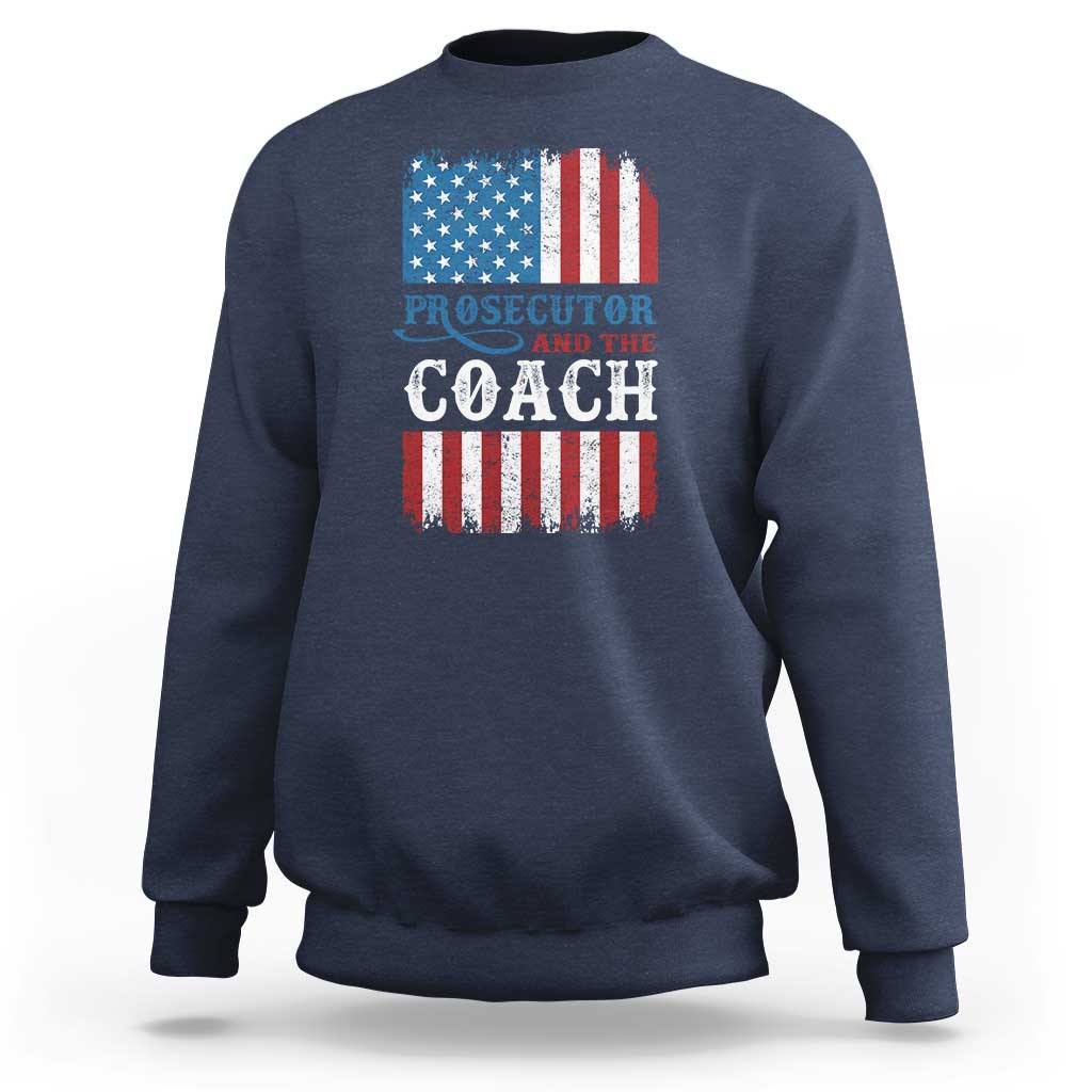 Harris Walz Sweatshirt Prosecutor And The Coach 2024 Vintage American Flag - Wonder Print Shop