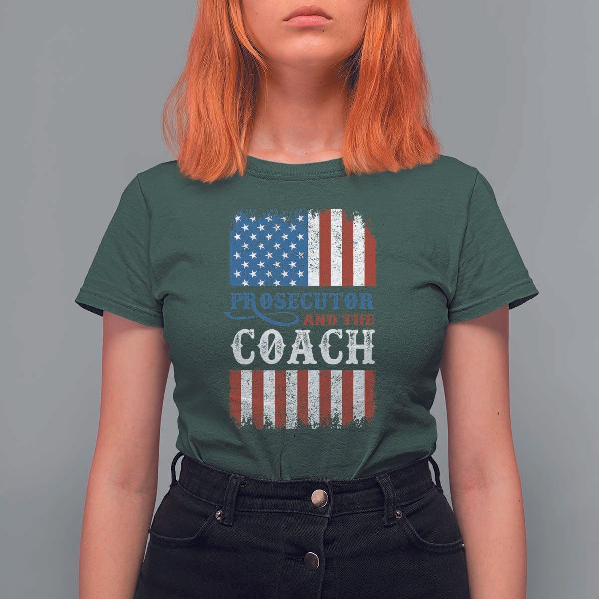 Harris Walz T Shirt For Women Prosecutor And The Coach 2024 Vintage American Flag - Wonder Print Shop