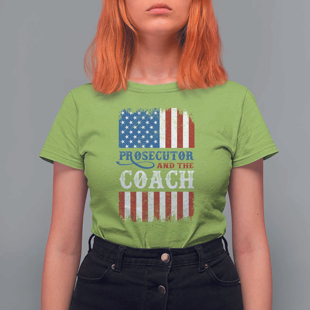 Harris Walz T Shirt For Women Prosecutor And The Coach 2024 Vintage American Flag - Wonder Print Shop