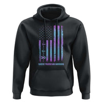 Suicide Prevention Warriors Hoodie Vintage American Flag Heartbeat Ribbon - Wonder Print Shop