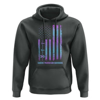 Suicide Prevention Warriors Hoodie Vintage American Flag Heartbeat Ribbon - Wonder Print Shop