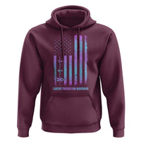 Suicide Prevention Warriors Hoodie Vintage American Flag Heartbeat Ribbon - Wonder Print Shop