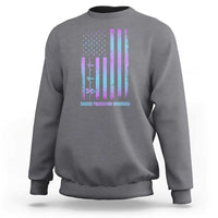Suicide Prevention Warriors Sweatshirt Vintage American Flag Heartbeat Ribbon - Wonder Print Shop