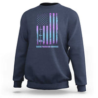 Suicide Prevention Warriors Sweatshirt Vintage American Flag Heartbeat Ribbon - Wonder Print Shop