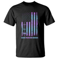 Suicide Prevention Warriors T Shirt Vintage American Flag Heartbeat Ribbon - Wonder Print Shop