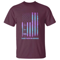 Suicide Prevention Warriors T Shirt Vintage American Flag Heartbeat Ribbon - Wonder Print Shop