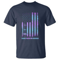 Suicide Prevention Warriors T Shirt Vintage American Flag Heartbeat Ribbon - Wonder Print Shop
