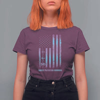 Suicide Prevention Warriors T Shirt For Women Vintage American Flag Heartbeat Ribbon - Wonder Print Shop