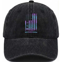 Suicide Prevention Warriors Washed Cotton Baseball Cap Vintage American Flag Heartbeat Ribbon