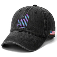 Suicide Prevention Warriors Washed Cotton Baseball Cap Vintage American Flag Heartbeat Ribbon