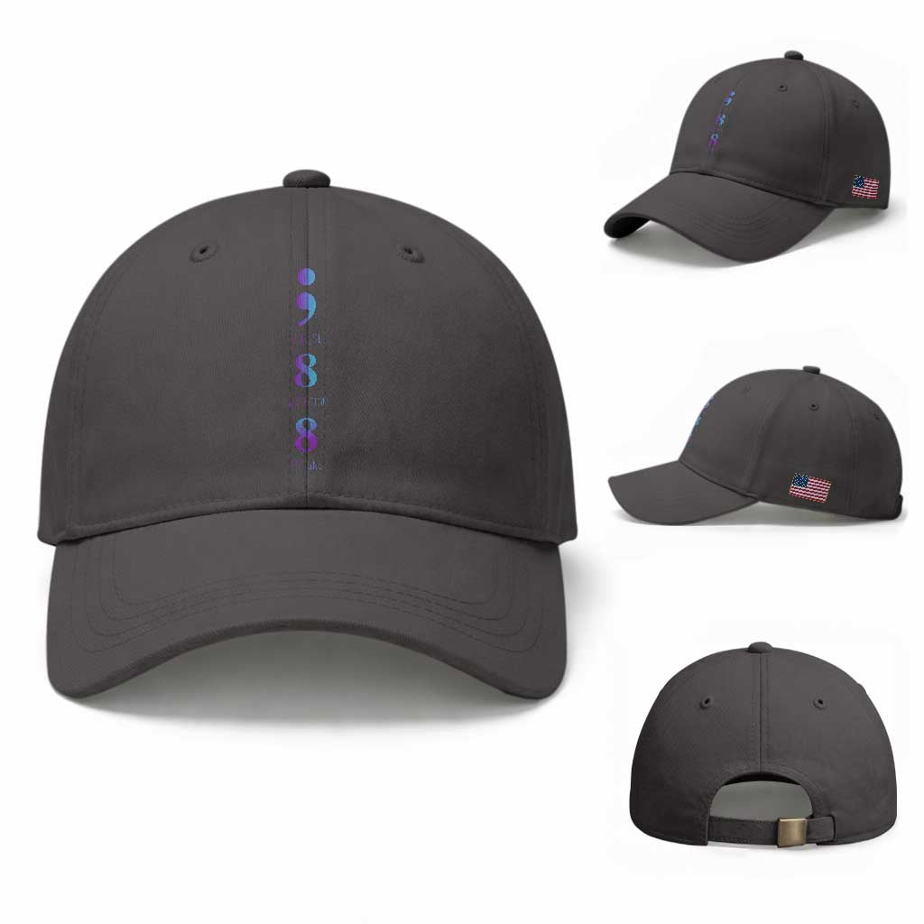 Suicide Prevention Awareness Baseball Cap 988 Suicide Prevention Hotline 988 Purple Teal Semicolon