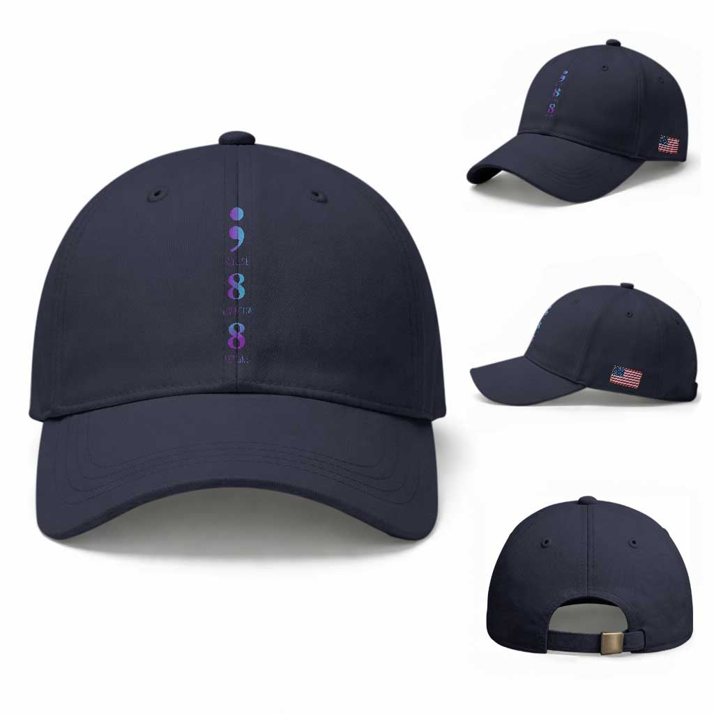 Suicide Prevention Awareness Baseball Cap 988 Suicide Prevention Hotline 988 Purple Teal Semicolon