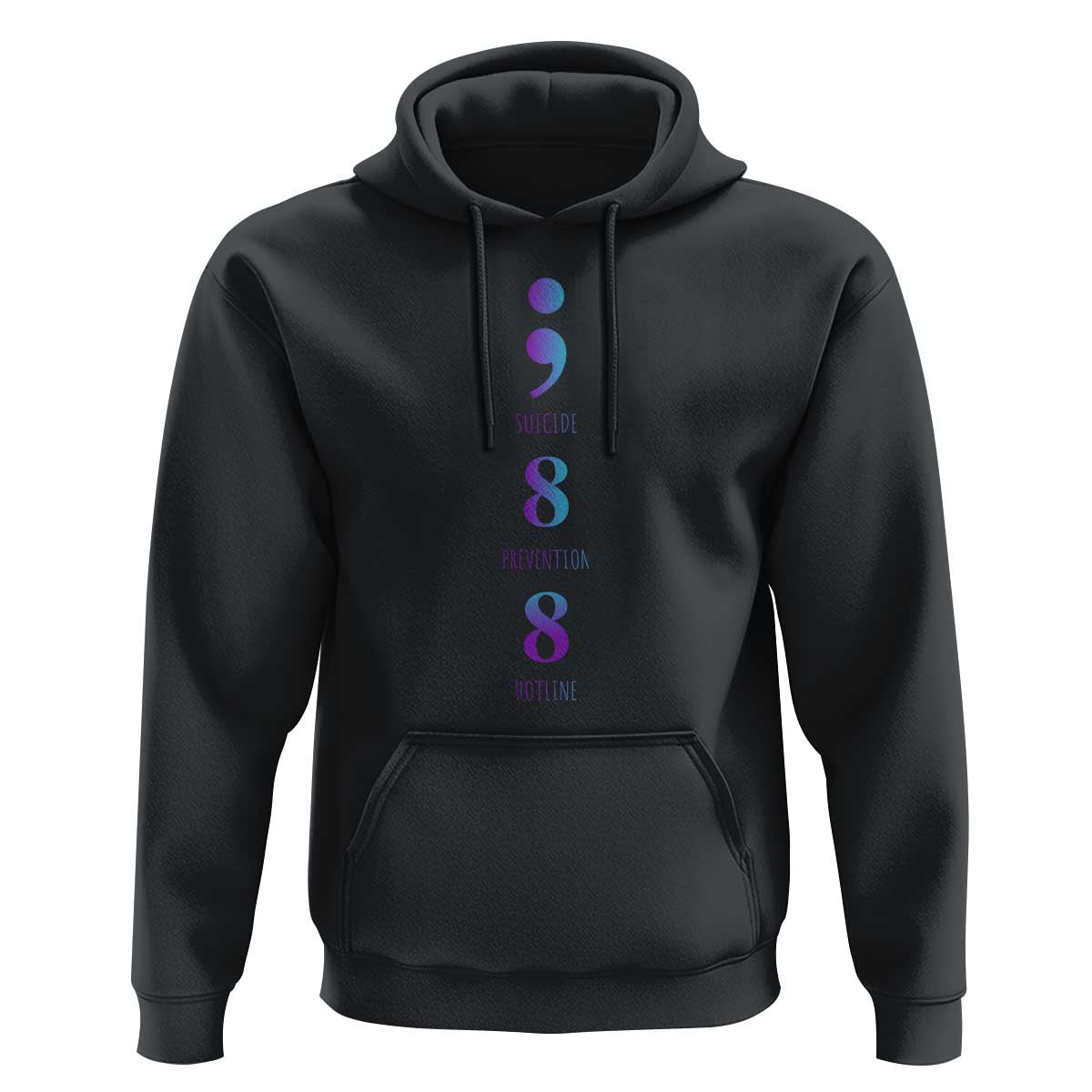 Suicide Prevention Awareness Hoodie 988 Suicide Prevention Hotline 988 Purple Teal Semicolon - Wonder Print Shop