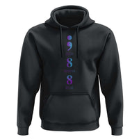 Suicide Prevention Awareness Hoodie 988 Suicide Prevention Hotline 988 Purple Teal Semicolon - Wonder Print Shop