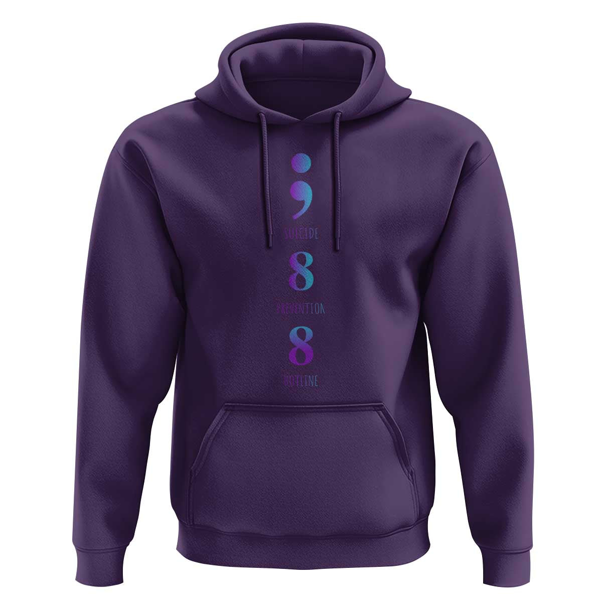 Suicide Prevention Awareness Hoodie 988 Suicide Prevention Hotline 988 Purple Teal Semicolon - Wonder Print Shop