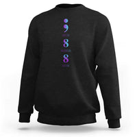 Suicide Prevention Awareness Sweatshirt 988 Suicide Prevention Hotline 988 Purple Teal Semicolon - Wonder Print Shop