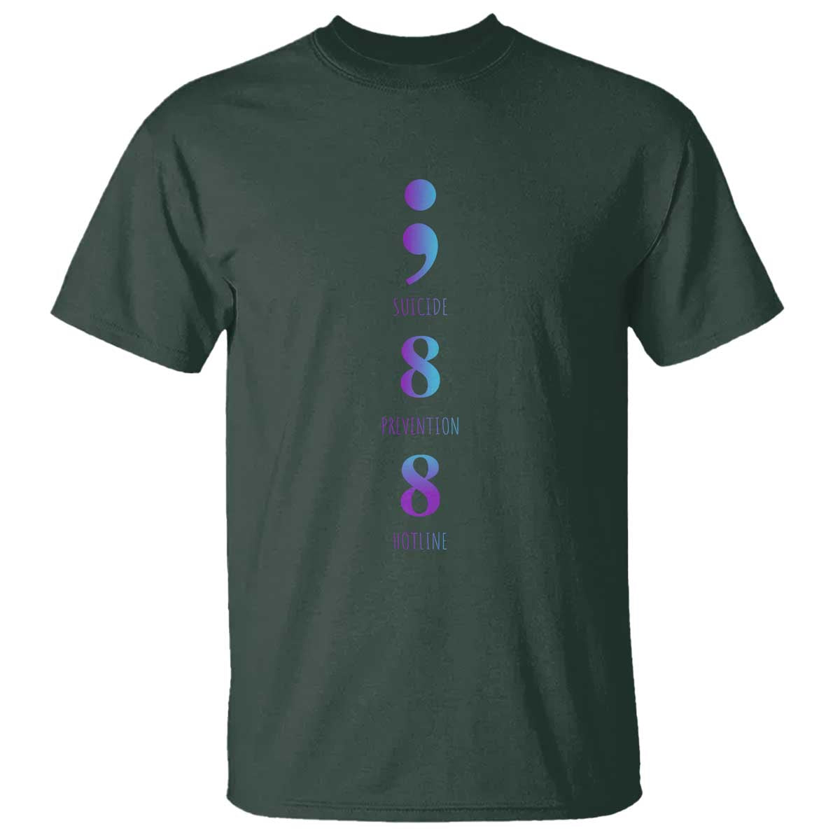 Suicide Prevention Awareness T Shirt 988 Suicide Prevention Hotline 988 Purple Teal Semicolon - Wonder Print Shop