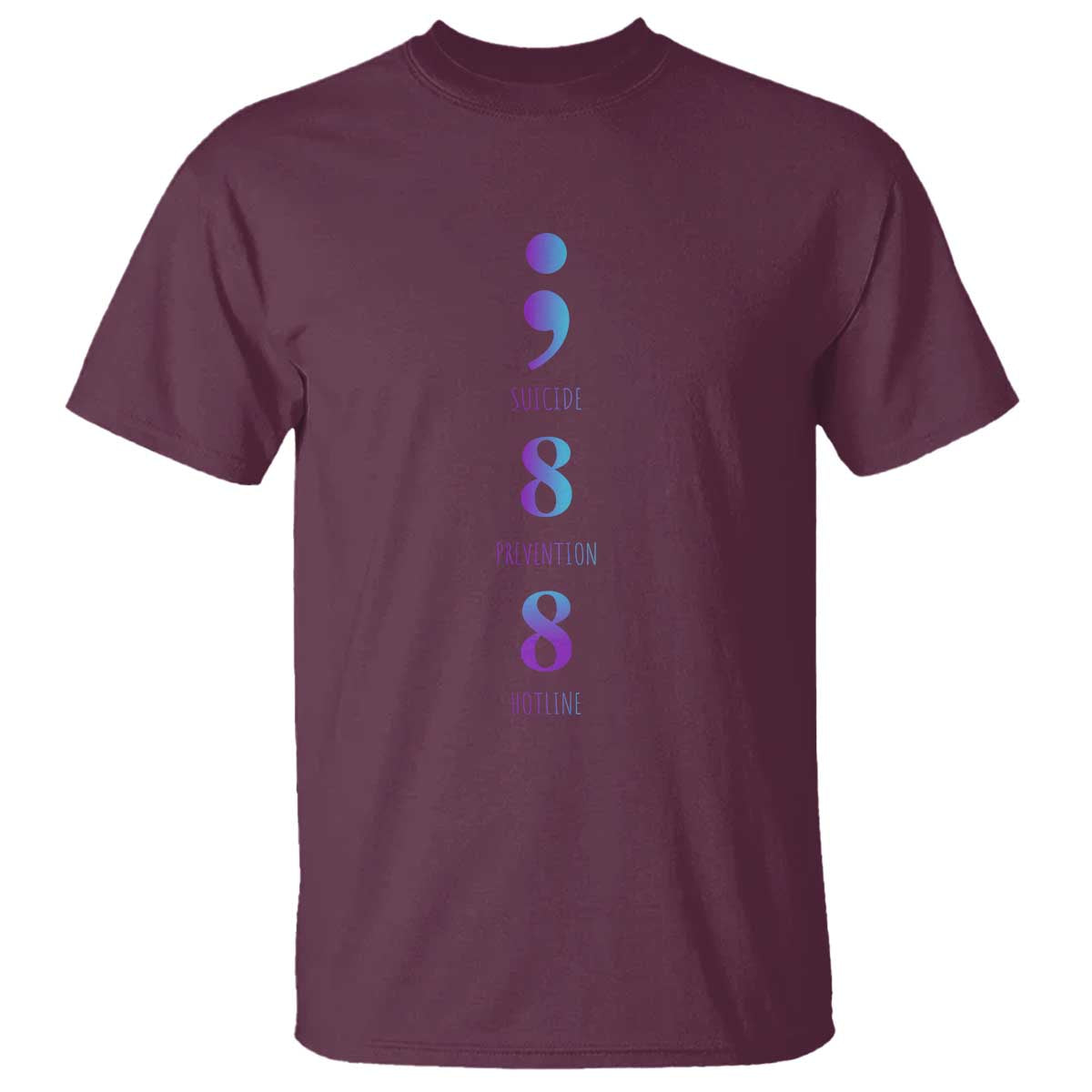 Suicide Prevention Awareness T Shirt 988 Suicide Prevention Hotline 988 Purple Teal Semicolon - Wonder Print Shop