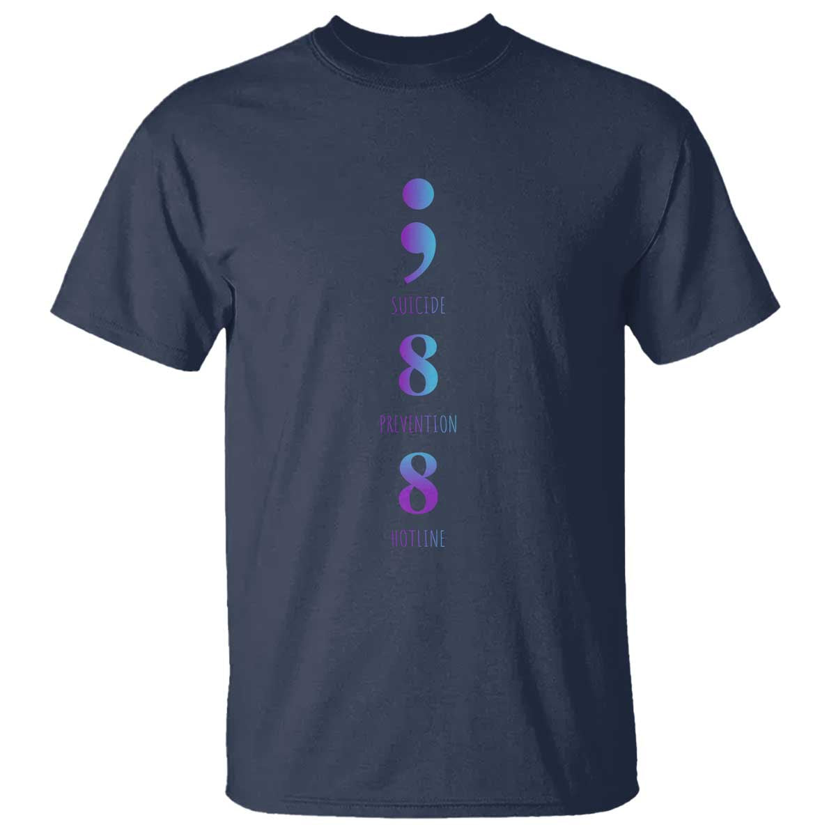 Suicide Prevention Awareness T Shirt 988 Suicide Prevention Hotline 988 Purple Teal Semicolon - Wonder Print Shop