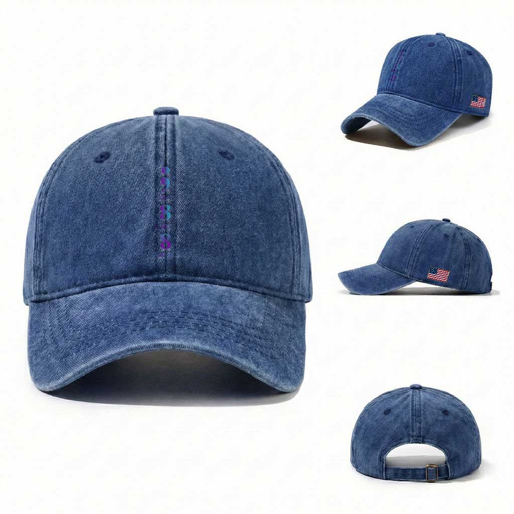 Suicide Prevention Awareness Washed Cotton Baseball Cap 988 Suicide Prevention Hotline 988 Purple Teal Semicolon