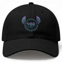 Suicide Prevention Awareness Baseball Cap Call Or Text For Mental Health Support 988 Suicide And Crisis Lifeline Wings