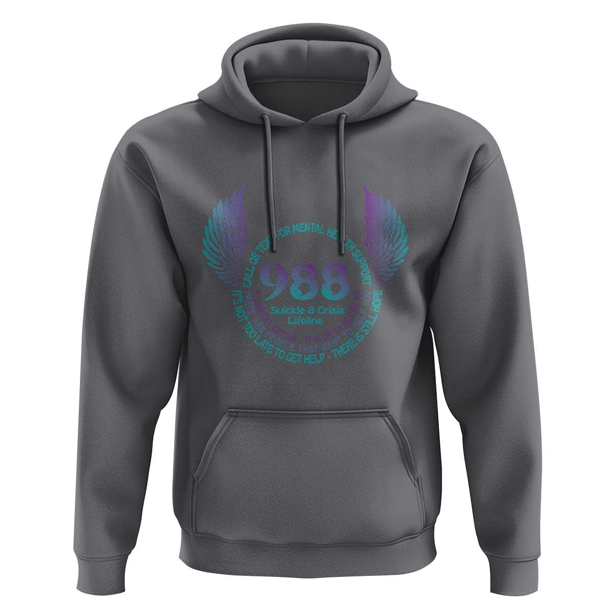 Suicide Prevention Awareness Hoodie Call Or Text For Mental Health Support 988 Suicide And Crisis Lifeline Wings - Wonder Print Shop