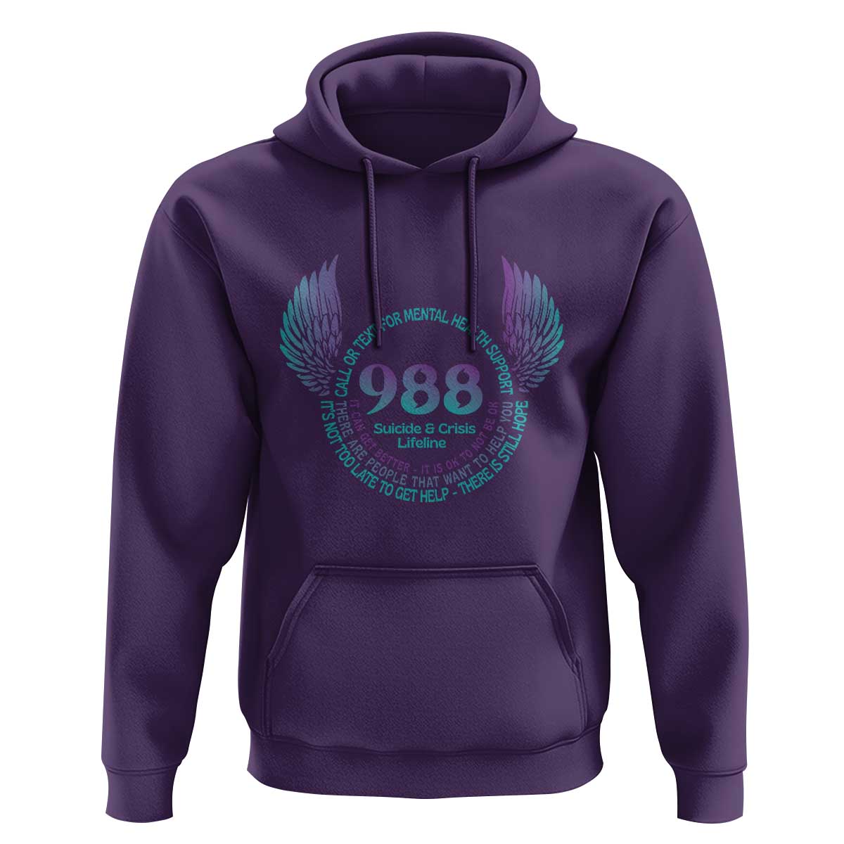 Suicide Prevention Awareness Hoodie Call Or Text For Mental Health Support 988 Suicide And Crisis Lifeline Wings - Wonder Print Shop