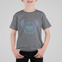Suicide Prevention Awareness T Shirt For Kid Call Or Text For Mental Health Support 988 Suicide And Crisis Lifeline Wings - Wonder Print Shop