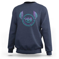 Suicide Prevention Awareness Sweatshirt Call Or Text For Mental Health Support 988 Suicide And Crisis Lifeline Wings - Wonder Print Shop