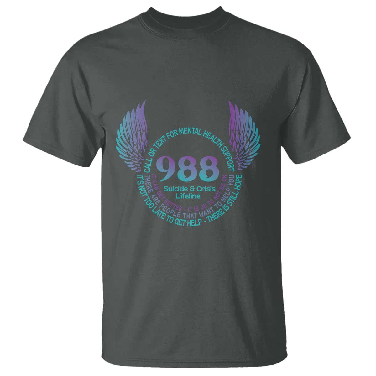 Suicide Prevention Awareness T Shirt Call Or Text For Mental Health Support 988 Suicide And Crisis Lifeline Wings - Wonder Print Shop