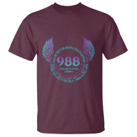 Suicide Prevention Awareness T Shirt Call Or Text For Mental Health Support 988 Suicide And Crisis Lifeline Wings - Wonder Print Shop