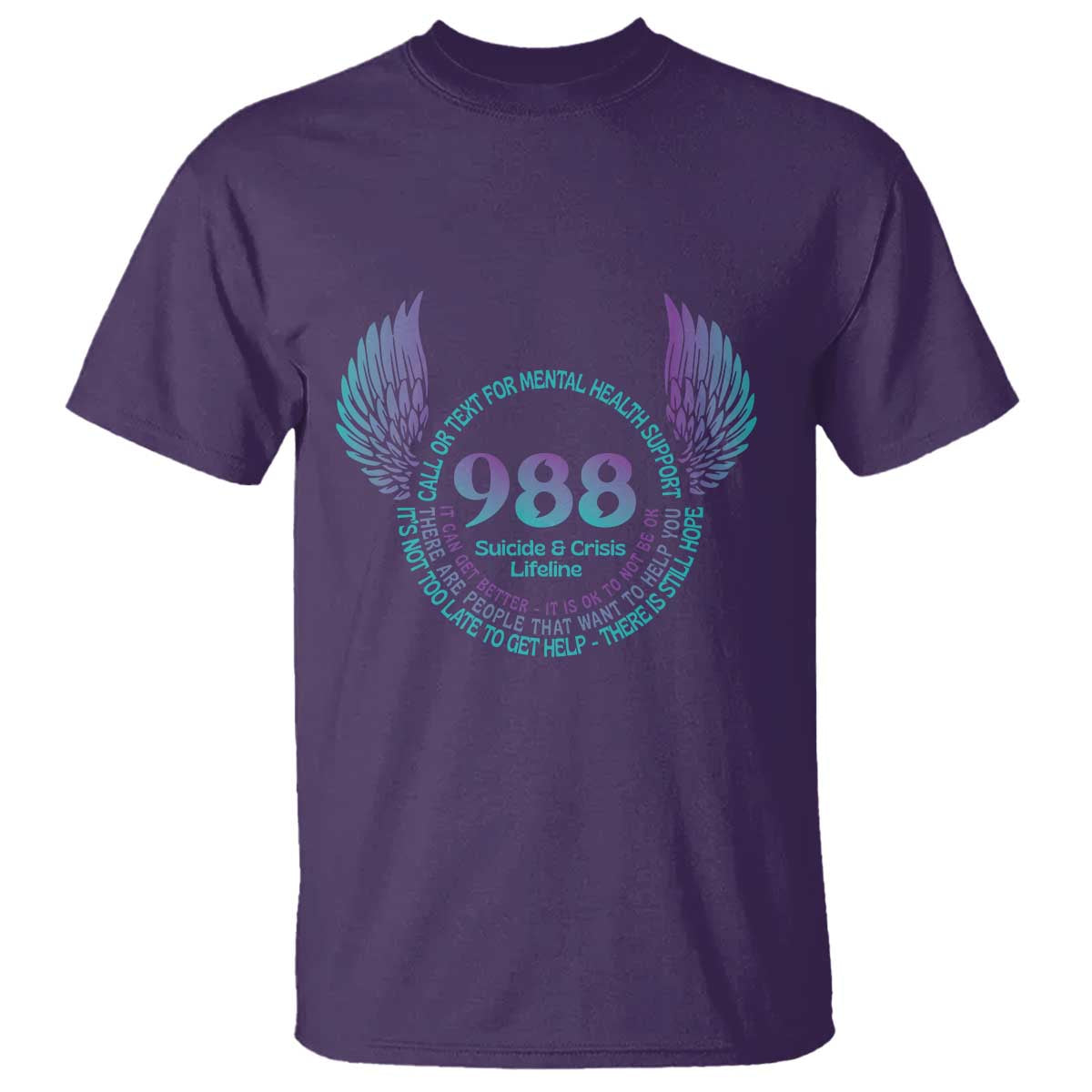 Suicide Prevention Awareness T Shirt Call Or Text For Mental Health Support 988 Suicide And Crisis Lifeline Wings - Wonder Print Shop