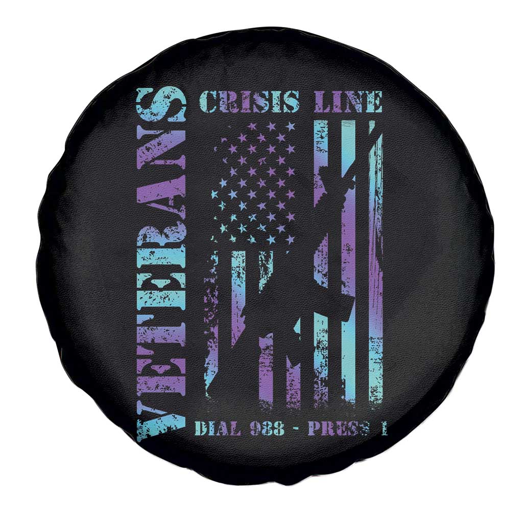 Suicide Prevention Awareness Spare Tire Cover Veterans Crisis Line Dial 988 Press 1 American Flag Gun