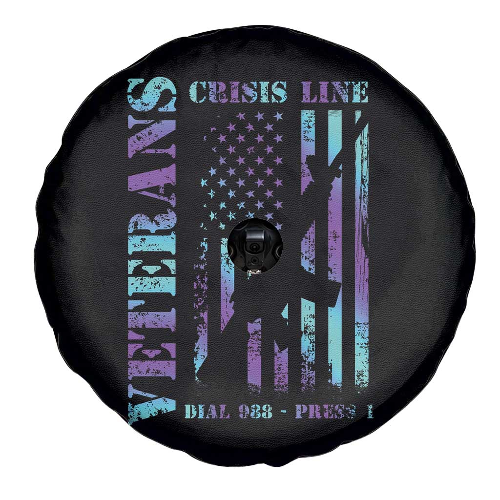 Suicide Prevention Awareness Spare Tire Cover Veterans Crisis Line Dial 988 Press 1 American Flag Gun