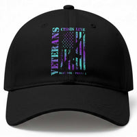 Suicide Prevention Awareness Baseball Cap Veterans Crisis Line Dial 988 Press 1 American Flag Gun