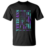 Suicide Prevention Awareness T Shirt Veterans Crisis Line Dial 988 Press 1 American Flag Gun - Wonder Print Shop