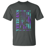 Suicide Prevention Awareness T Shirt Veterans Crisis Line Dial 988 Press 1 American Flag Gun - Wonder Print Shop