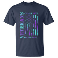 Suicide Prevention Awareness T Shirt Veterans Crisis Line Dial 988 Press 1 American Flag Gun - Wonder Print Shop
