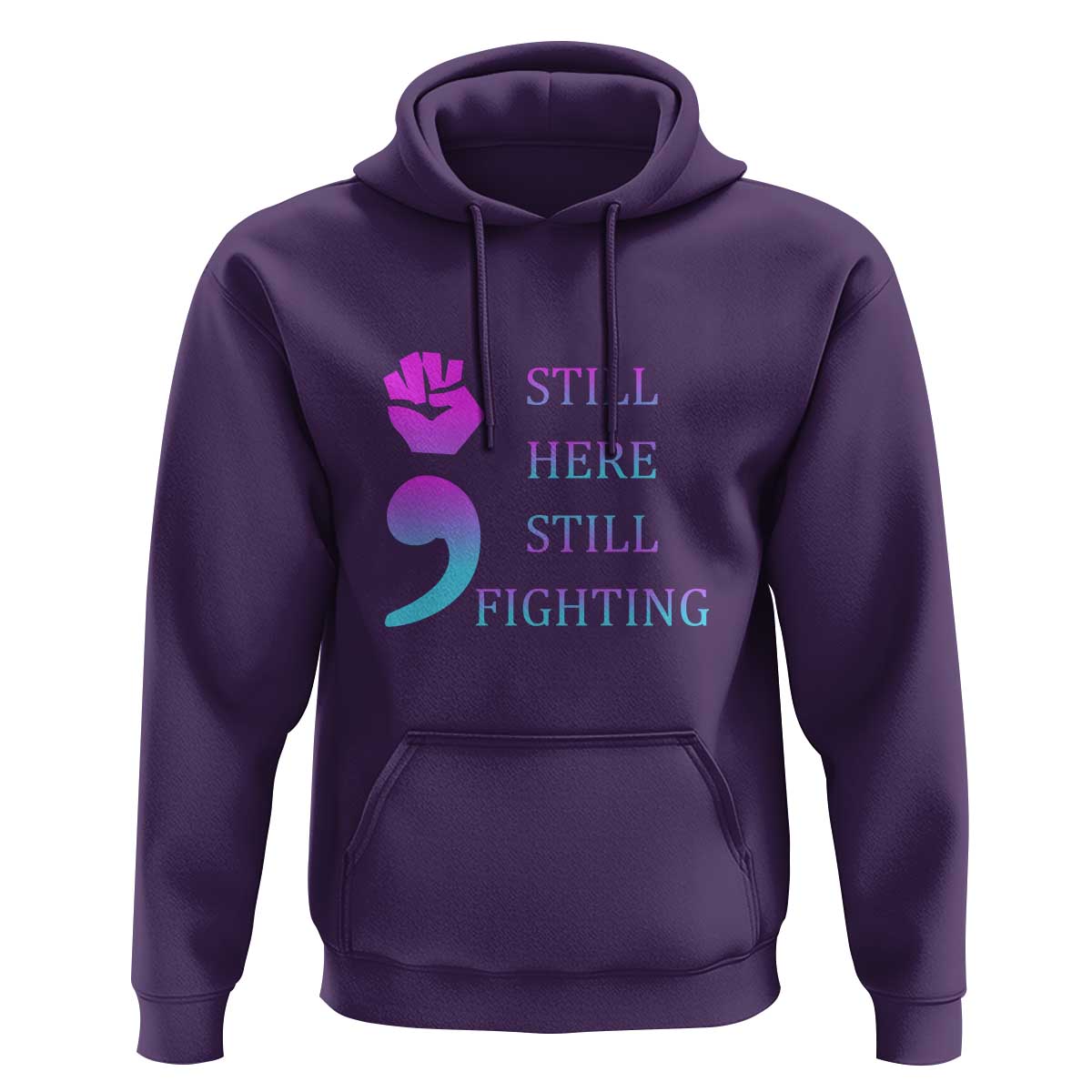 Suicide Prevention Awareness Hoodie Still Here Still Fighting Semicolon Hand Fist - Wonder Print Shop