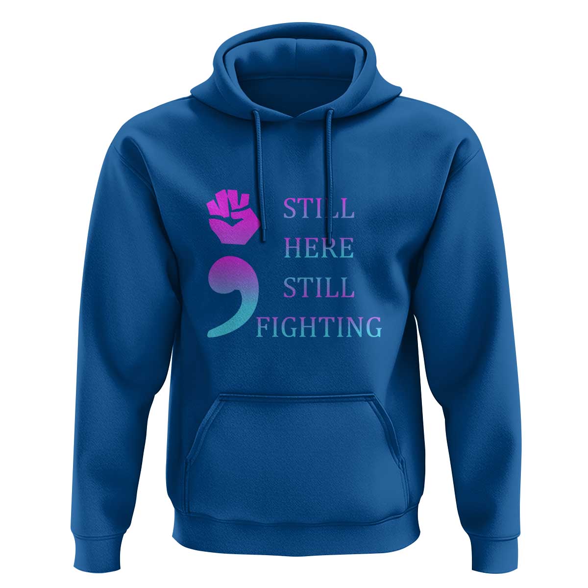 Suicide Prevention Awareness Hoodie Still Here Still Fighting Semicolon Hand Fist - Wonder Print Shop