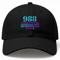 Suicide Prevention Awareness Baseball Cap 988 Veteran Suicide Prevention Press 1