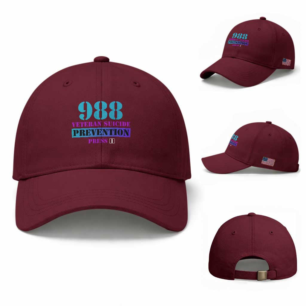 Suicide Prevention Awareness Baseball Cap 988 Veteran Suicide Prevention Press 1