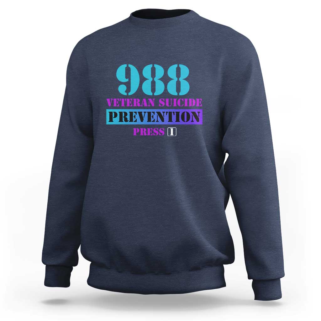 Suicide Prevention Awareness Sweatshirt 988 Veteran Suicide Prevention Press 1 - Wonder Print Shop