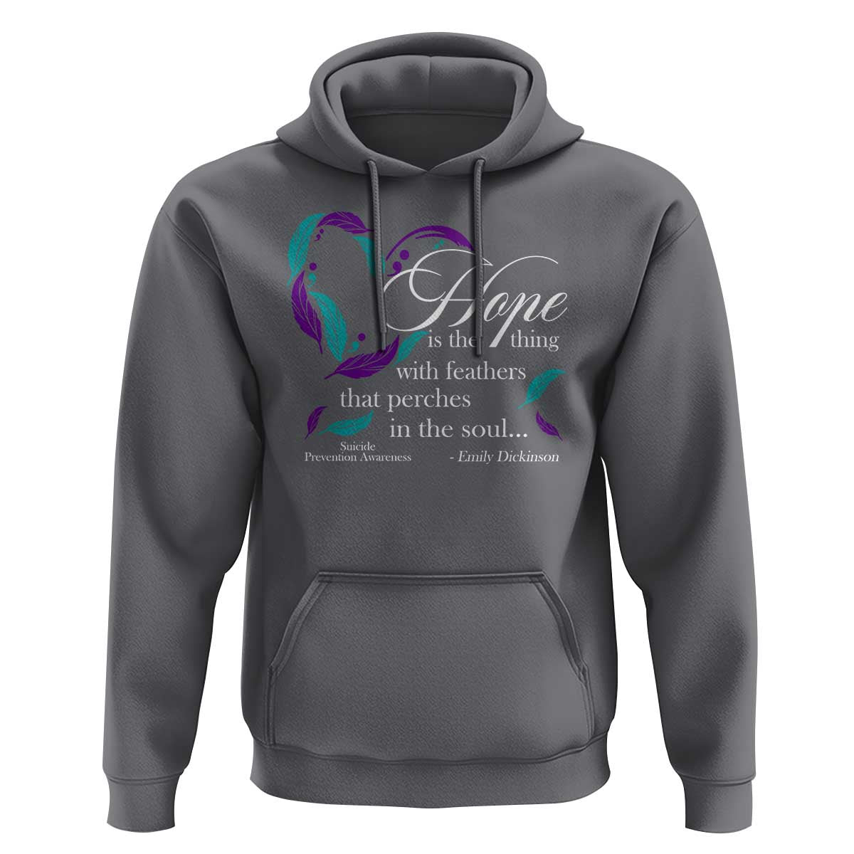 Suicide Prevention Awareness Hoodie Hope Is The Thing With Feathers That Perches In The Soul Heart - Wonder Print Shop