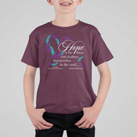 Suicide Prevention Awareness T Shirt For Kid Hope Is The Thing With Feathers That Perches In The Soul Heart - Wonder Print Shop