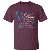 Suicide Prevention Awareness T Shirt Hope Is The Thing With Feathers That Perches In The Soul Heart - Wonder Print Shop