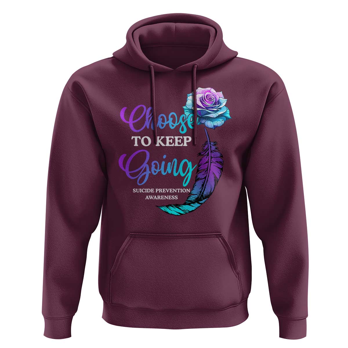 Suicide Prevention Awareness Hoodie Choose To Keep Going Semicolon Rose Feather - Wonder Print Shop