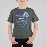 Suicide Prevention Awareness T Shirt For Kid Choose To Keep Going Semicolon Rose Feather - Wonder Print Shop