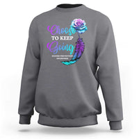 Suicide Prevention Awareness Sweatshirt Choose To Keep Going Semicolon Rose Feather - Wonder Print Shop