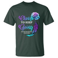 Suicide Prevention Awareness T Shirt Choose To Keep Going Semicolon Rose Feather - Wonder Print Shop